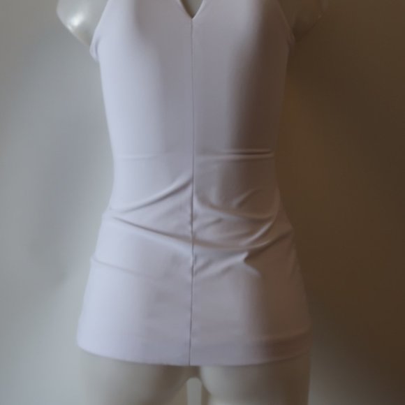 WOMENS CHRISTINA MAKOWSKY WHITE SILVER-TONED JEWELED NECK TOP XS * - Picture 8 of 16